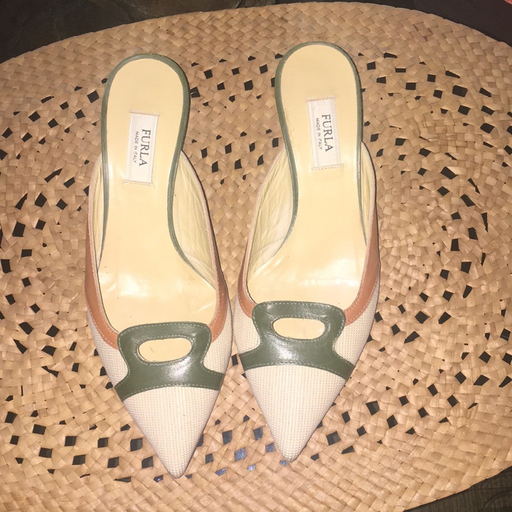 Furla kitten heel slides